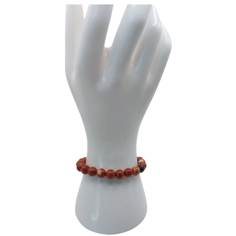 Shamballa Jaspe Rouge - Bracelet Simple Rang Ajustable - Litho Natura