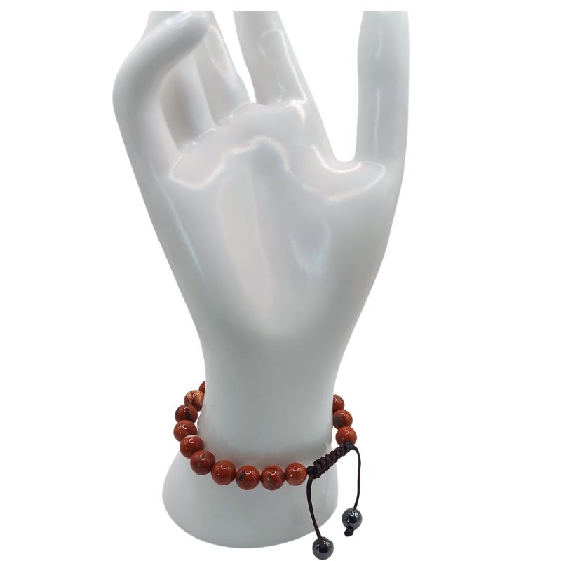 Shamballa Jaspe Rouge - Bracelet Simple Rang Ajustable - Litho Natura