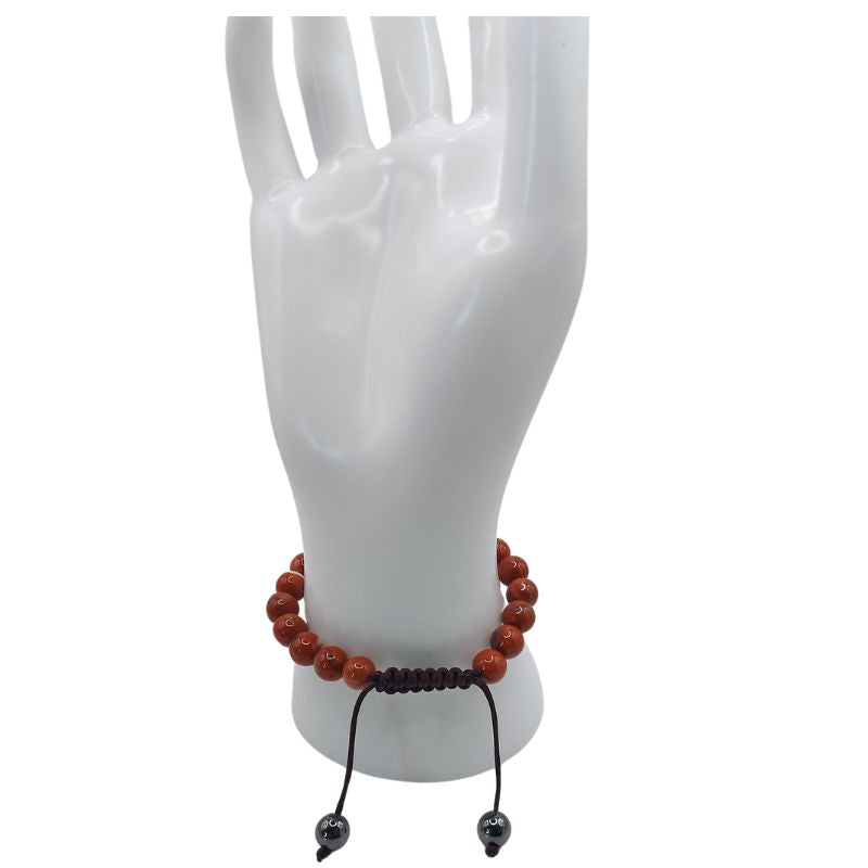 Shamballa Jaspe Rouge - Bracelet Simple Rang Ajustable - Litho Natura