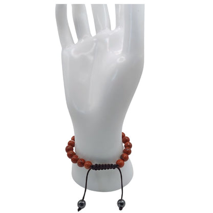 Shamballa Jaspe Rouge - Bracelet Simple Rang Ajustable - Litho Natura