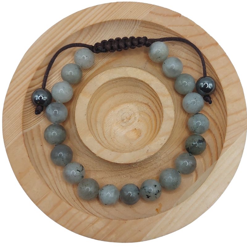 Shamballa Labradorite - Bracelet Simple Rang Ajustable - Litho Natura