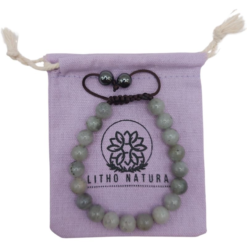 Shamballa Labradorite - Bracelet Simple Rang Ajustable - Litho Natura