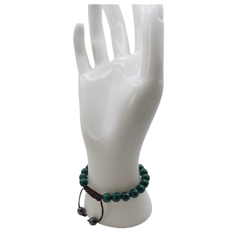 Shamballa Malachite - Bracelet Simple Rang Ajustable - Litho Natura