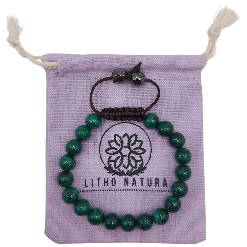 Shamballa Malachite - Bracelet Simple Rang Ajustable - Litho Natura