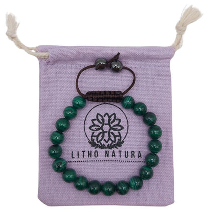 Shamballa Malachite - Bracelet Simple Rang Ajustable - Litho Natura