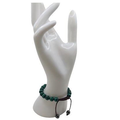 Shamballa Malachite - Bracelet Simple Rang Ajustable - Litho Natura
