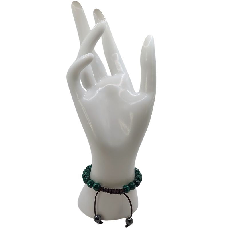 Shamballa Malachite - Bracelet Simple Rang Ajustable - Litho Natura