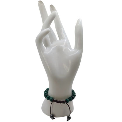 Shamballa Malachite - Bracelet Simple Rang Ajustable - Litho Natura