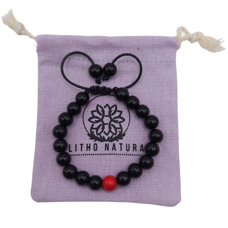 Shamballa Obsidienne Mixte - Bracelet Simple Rang Ajustable - Litho Natura