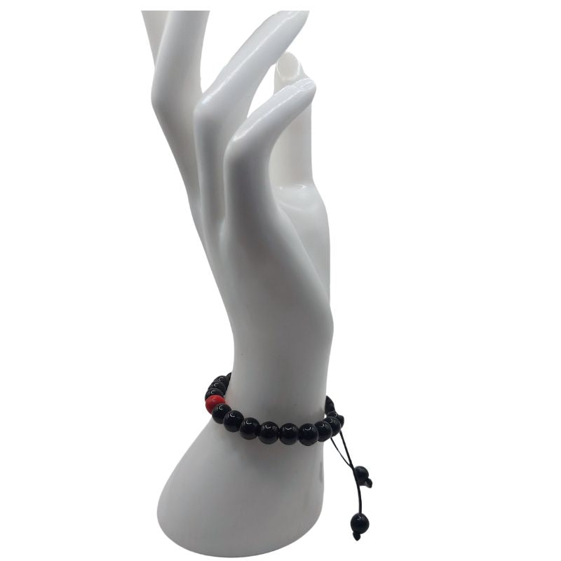 Shamballa Obsidienne Mixte - Bracelet Simple Rang Ajustable - Litho Natura