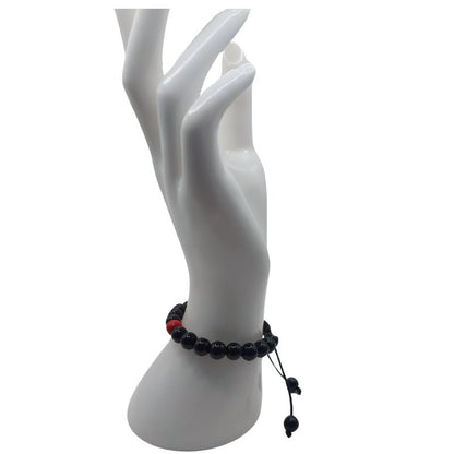 Shamballa Obsidienne Mixte - Bracelet Simple Rang Ajustable - Litho Natura