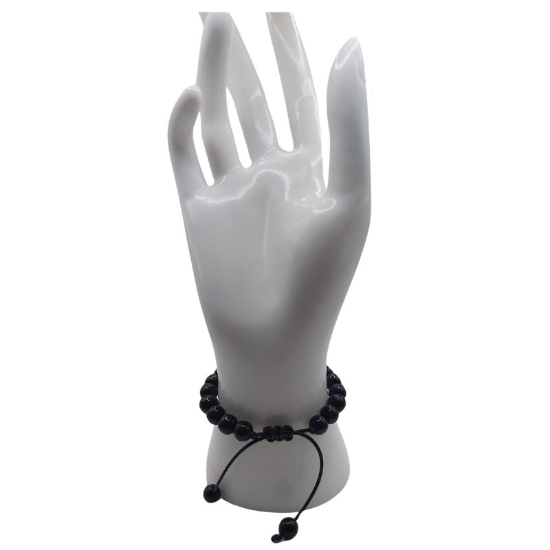 Shamballa Obsidienne Mixte - Bracelet Simple Rang Ajustable - Litho Natura