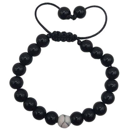 Shamballa Obsidienne Mixte - Bracelet Simple Rang Ajustable - Litho Natura