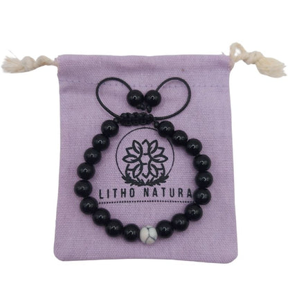 Shamballa Obsidienne Mixte - Bracelet Simple Rang Ajustable - Litho Natura