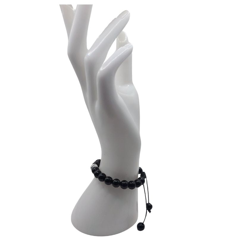 Shamballa Obsidienne Mixte - Bracelet Simple Rang Ajustable - Litho Natura