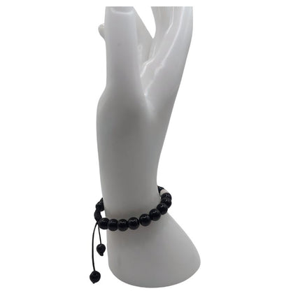 Shamballa Obsidienne Mixte - Bracelet Simple Rang Ajustable - Litho Natura