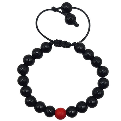 Shamballa Obsidienne Mixte - Bracelet Simple Rang Ajustable - Litho Natura