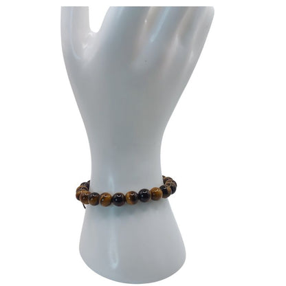 Shamballa Oeil de Tigre - Bracelet Simple Rang Ajustable - Litho Natura