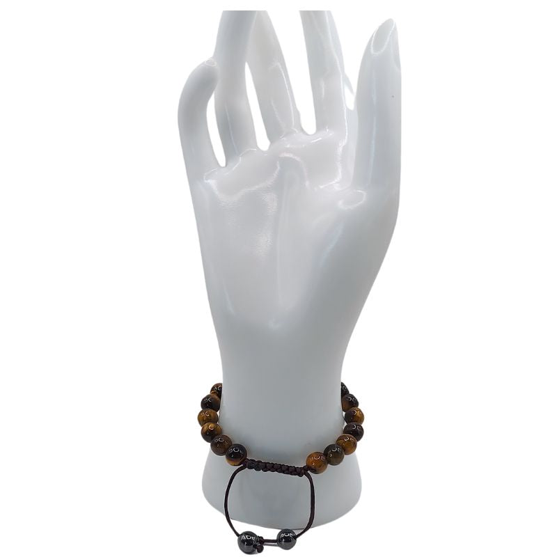 Shamballa Oeil de Tigre - Bracelet Simple Rang Ajustable - Litho Natura