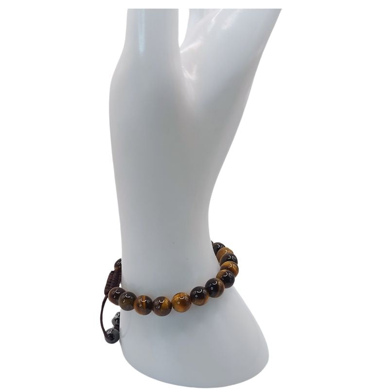Shamballa Oeil de Tigre - Bracelet Simple Rang Ajustable - Litho Natura