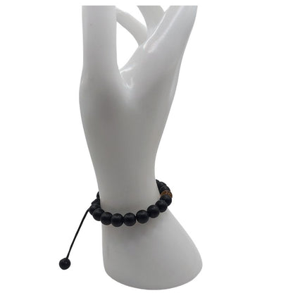 Shamballa Onyx Mat Mixte - Bracelet Simple Rang Ajustable - Litho Natura