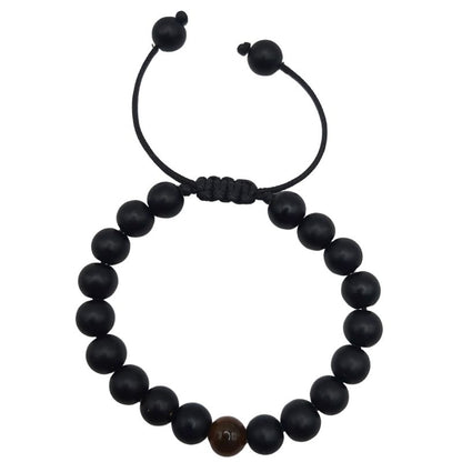 Shamballa Onyx Mat Mixte - Bracelet Simple Rang Ajustable - Litho Natura