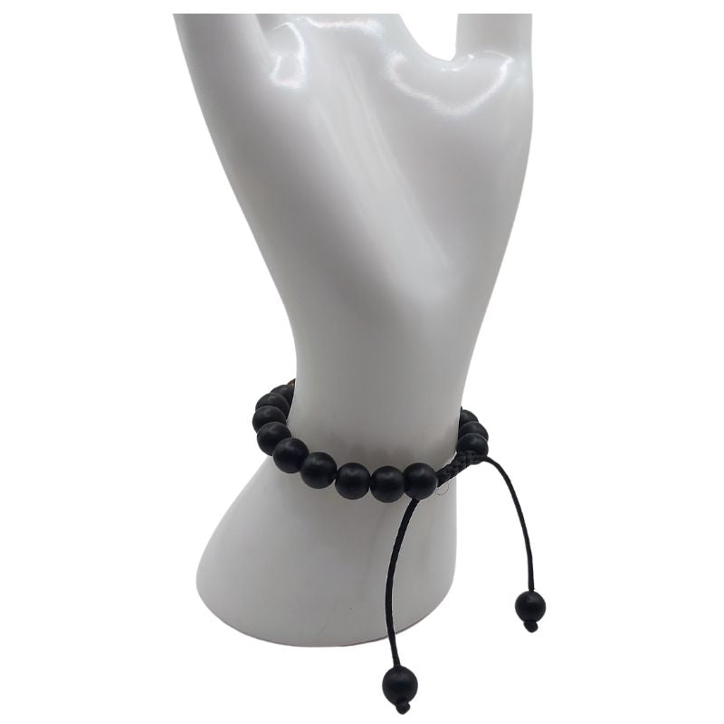 Shamballa Onyx Mat Mixte - Bracelet Simple Rang Ajustable - Litho Natura