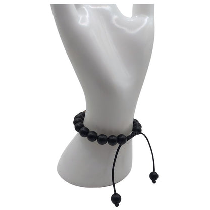 Shamballa Onyx Mat Mixte - Bracelet Simple Rang Ajustable - Litho Natura