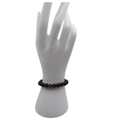 Shamballa Onyx Mat Mixte - Bracelet Simple Rang Ajustable - Litho Natura
