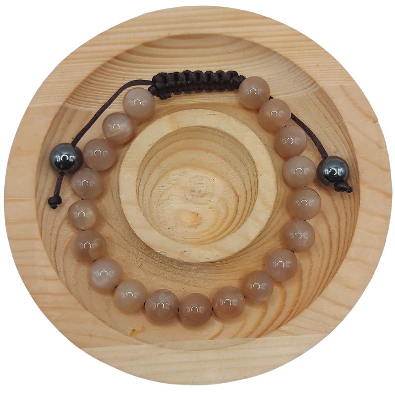 Shamballa Pierre de Soleil - Bracelet Simple Rang Ajustable - Litho Natura