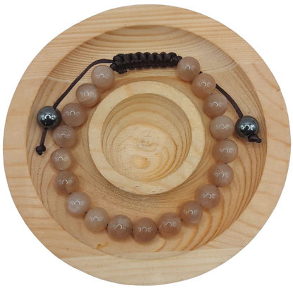 Shamballa Pierre de Soleil - Bracelet Simple Rang Ajustable - Litho Natura