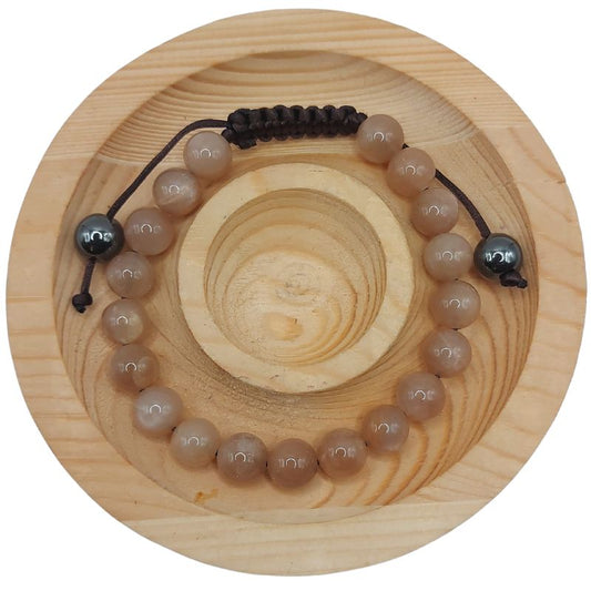 Shamballa Pierre de Soleil - Bracelet Simple Rang Ajustable - Litho Natura