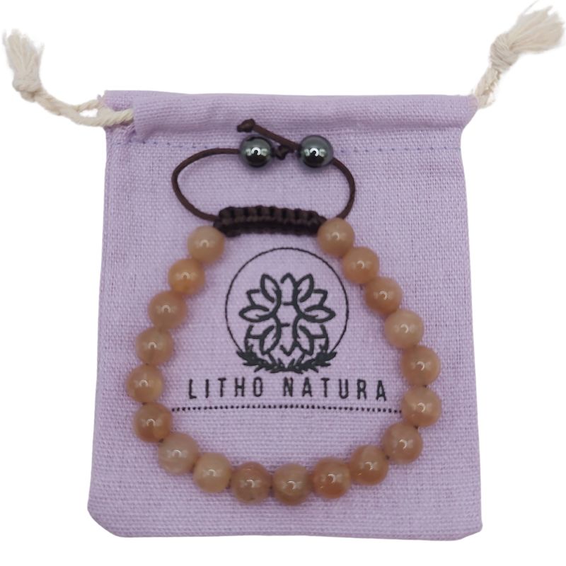Shamballa Pierre de Soleil - Bracelet Simple Rang Ajustable - Litho Natura