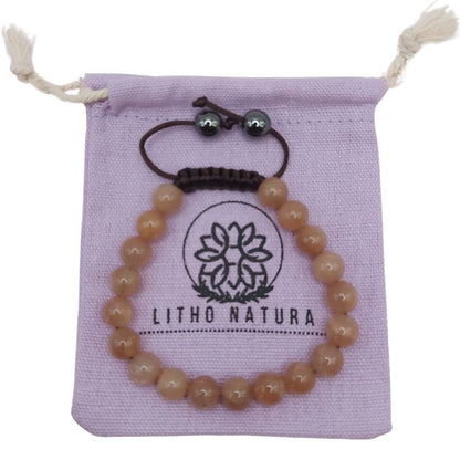 Shamballa Pierre de Soleil - Bracelet Simple Rang Ajustable - Litho Natura