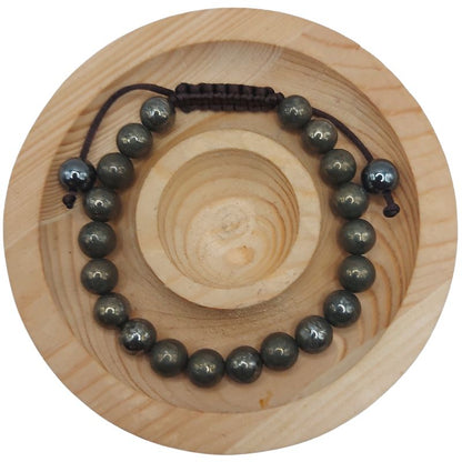 Shamballa Pyrite - Bracelet Simple Rang Ajustable - Litho Natura