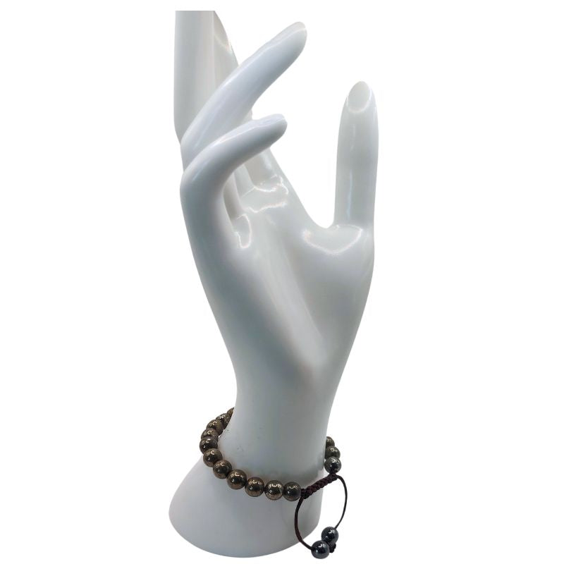 Shamballa Pyrite - Bracelet Simple Rang Ajustable - Litho Natura