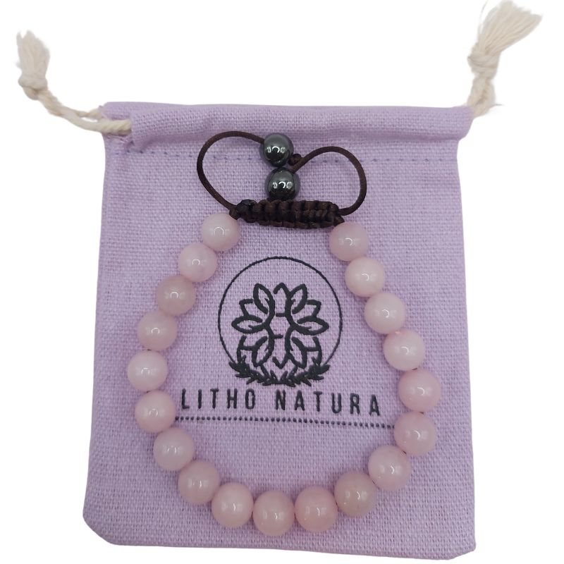 Shamballa Quartz Rose - Bracelet Simple Rang Ajustable - Litho Natura