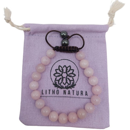 Shamballa Quartz Rose - Bracelet Simple Rang Ajustable - Litho Natura