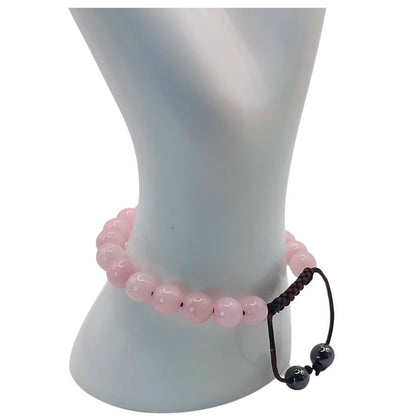 Shamballa Quartz Rose - Bracelet Simple Rang Ajustable - Litho Natura