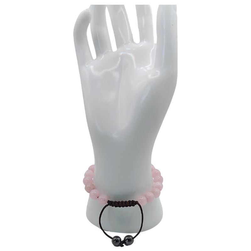 Shamballa Quartz Rose - Bracelet Simple Rang Ajustable - Litho Natura