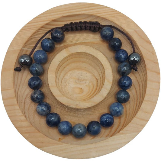 Shamballa Sodalite - Bracelet Simple Rang Ajustable - Litho Natura