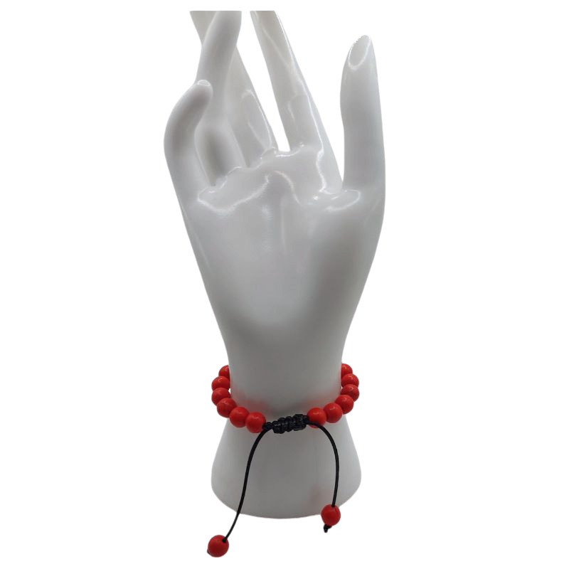 Shamballa Howlite Rouge Mixte - Bracelet Simple Rang Ajustable - Litho Natura