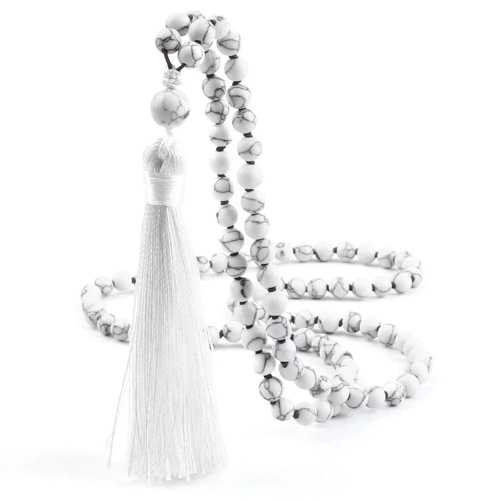 Collier Mala en Howlite - Équilibre et Énergie - Litho Natura