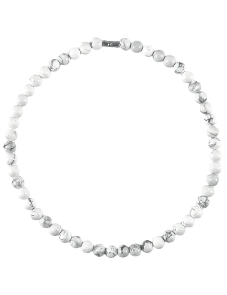 Collier court en Howlite - Pierre Naturelle de Qualité AA - Litho Natura