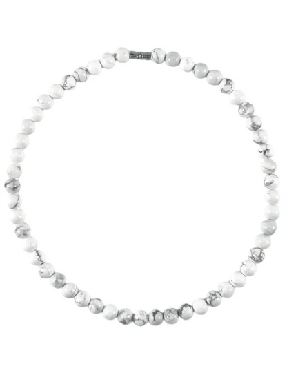 Collier court en Howlite - Pierre Naturelle de Qualité AA - Litho Natura