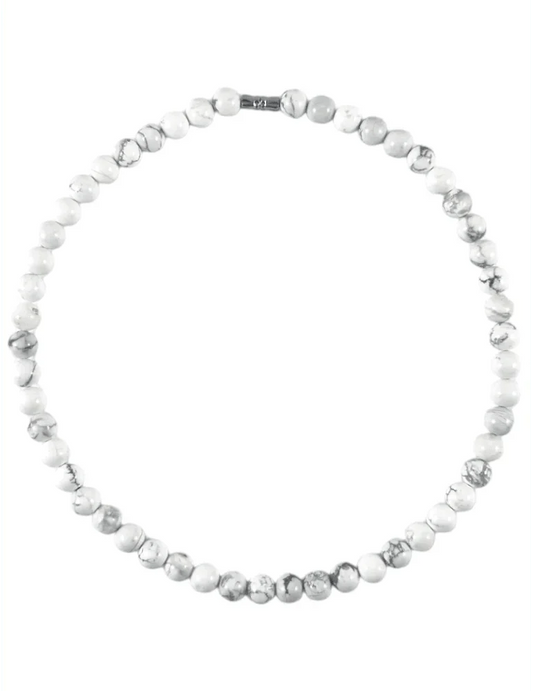 Collier court en Howlite - Pierre Naturelle de Qualité AA - Litho Natura