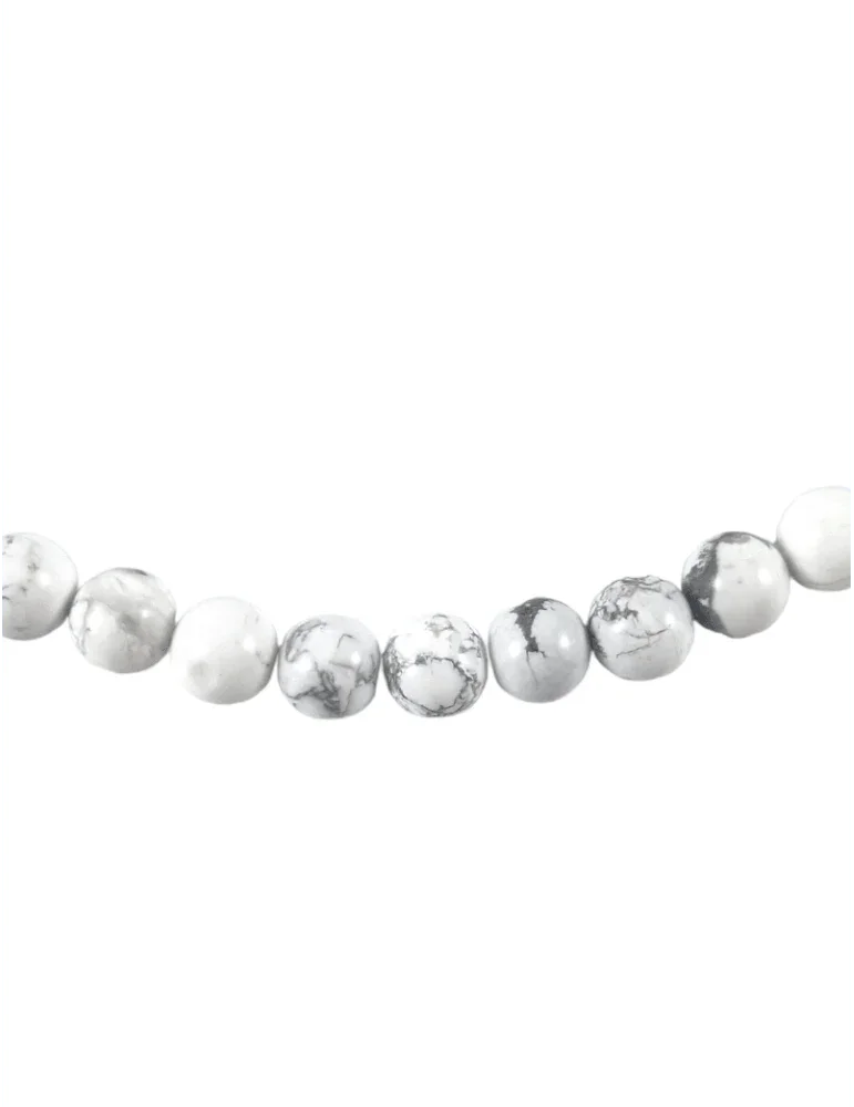 Collier court en Howlite - Pierre Naturelle de Qualité AA - Litho Natura