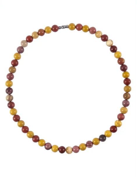 Collier court en Jaspe Mokaite - Pierre Naturelle de Qualité AA - Litho Natura