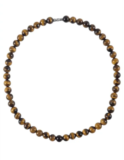 Collier court en Œil de Tigre - Pierre Naturelle de Qualité AA - Litho Natura
