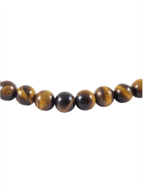 Collier court en Œil de Tigre - Pierre Naturelle de Qualité AA - Litho Natura